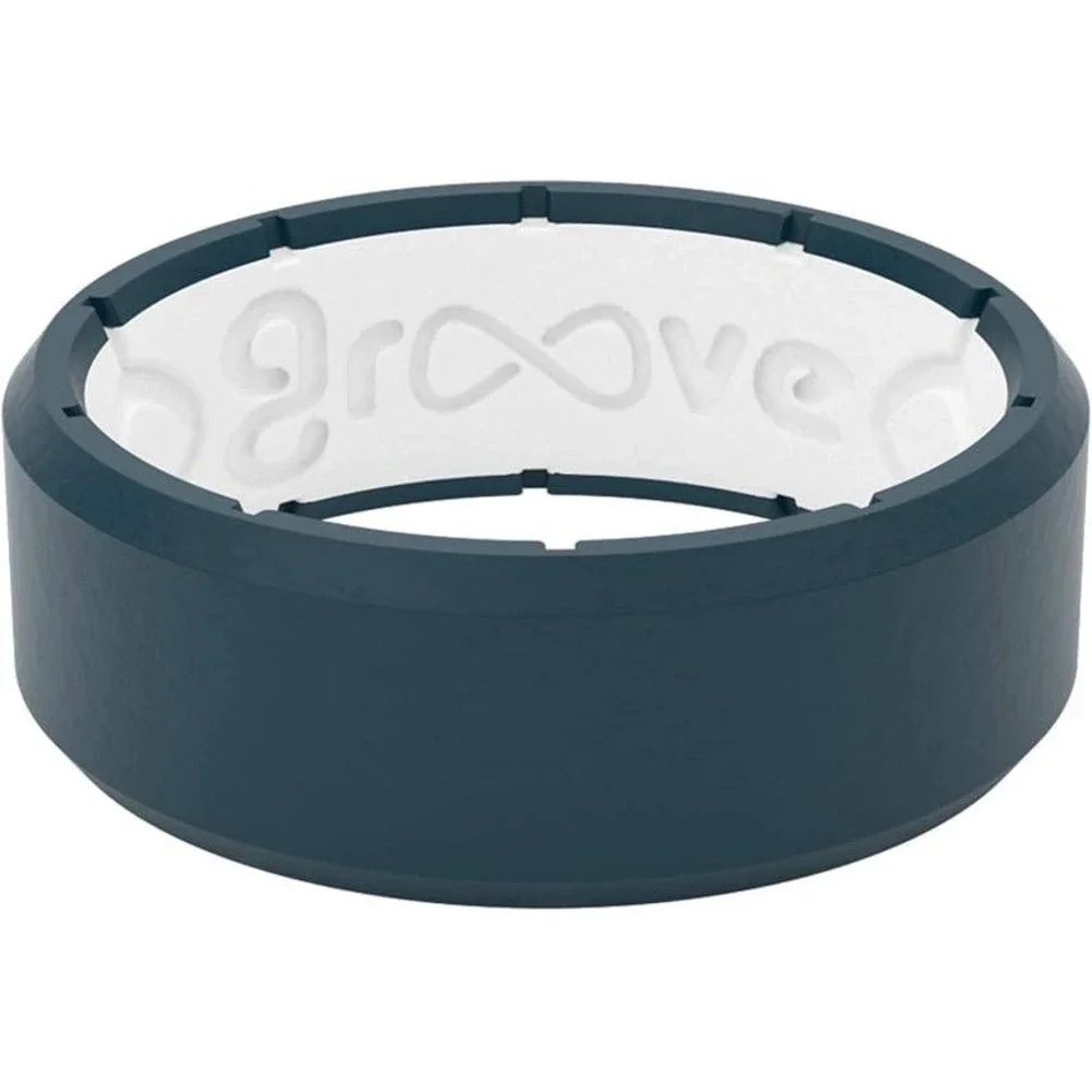 Groove Life Mens Silicone Breathable Wedding‎ Ring Band Midnight Black Classic